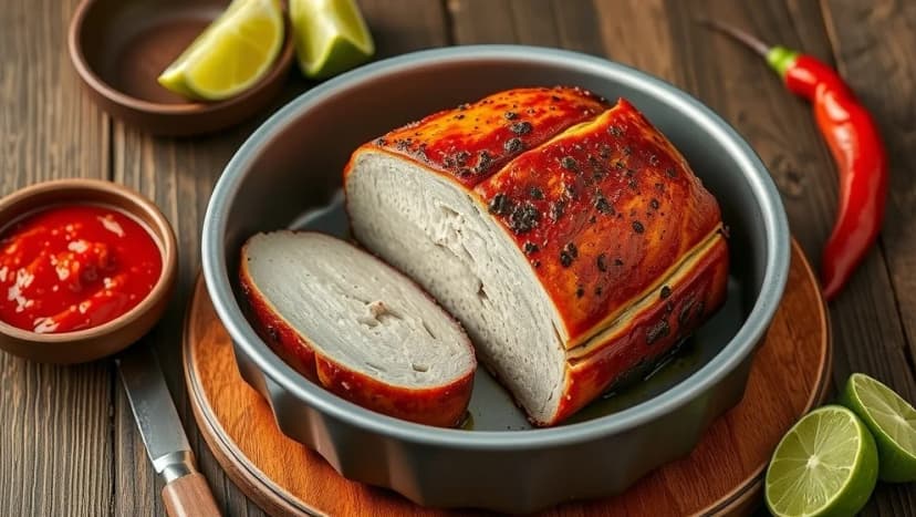 Fläskfilé i sockerkaksform med sambal oelek